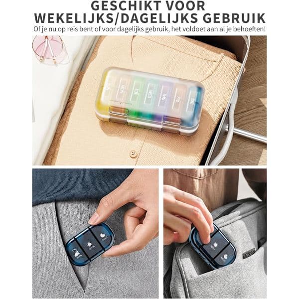 Weekly Pill Box - Three Times a Day - Portable Pill Box - 7 Day Supply - Moisture-Proof Pill Box