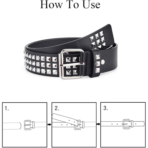 Spikkede Bælter Kvinder Y2K Bælte Stjerne Bælter Sort Pige Damer Spike Stud Punk Taljebælte til Halloween Cosplay
