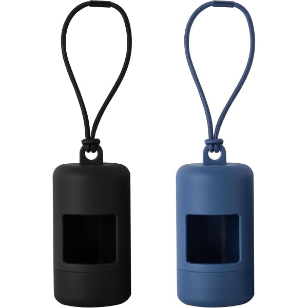 Koppel Bajspåshållare Plast Bärbar Husdjursavfallspåse Dispenser Lätt hundpromenadstillbehör för utomhus 2-pack, blå+svart