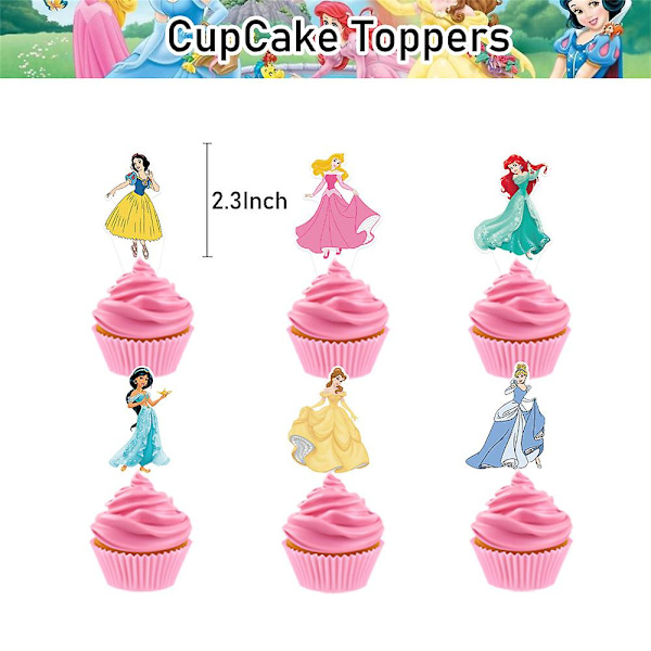 Princess Tema Bursdagsfest Ballonger Kit Dekorasjoner Rekvisita Ariel Aurora Princess Banner Ballonger Kake Toppers Sett