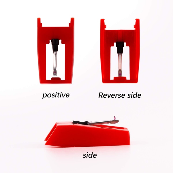 2-delers platespillernål Platespillernåler Platespiller Stylus erstatning Sapphire Diamond platespiller for vinylplatespiller (rød)