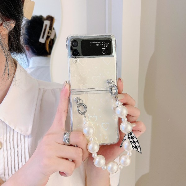 Samsung Galaxy Z Flip 4 Laser Love Heart Case - Hårdt Pc beskyttelsescover Transparent For Galaxy Z Flip 4
