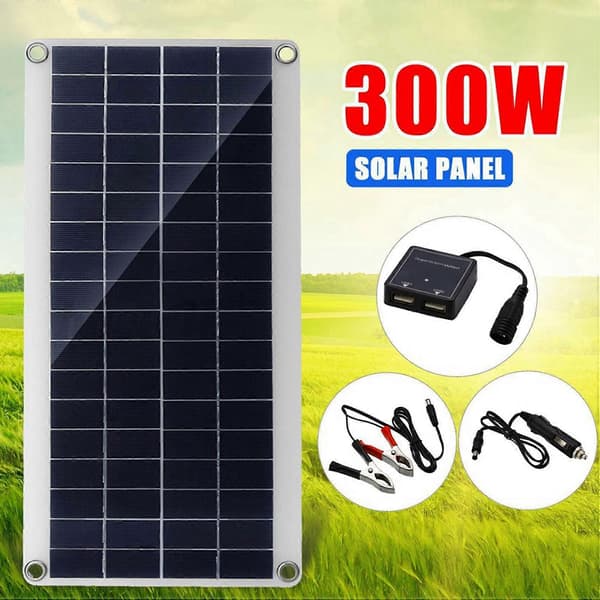 2X 8W 12V Dobbelt USB/DC Fleksibelt Solpanel Effektiv Bilbatteri Opladning Camping Black