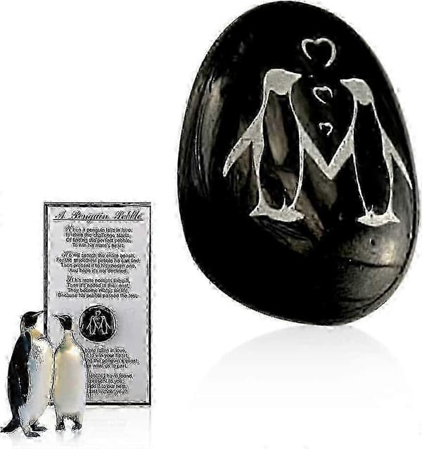Pebble & Stone Set med Positivity Penguin - Perfekt present till nära och kära