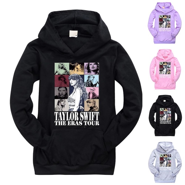 2024 Taylor Swift The Eras Tour Hoodie Sweatshirt Print Långärmad Casual Lös Pullover Huvtröja Toppar Fans Presenter Till Barn Pojkar Flickor 9-14 år Black 13-14 Years