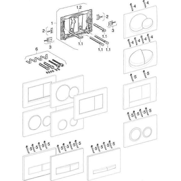 Geberit Sigma20 betjeningsplate for dobbeltskylling toalett. Rund.