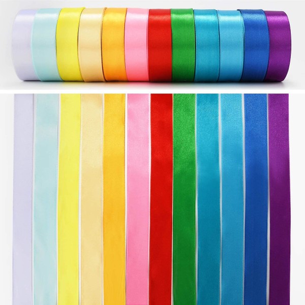 12 väriä 22m X (23mm-27mm) satiininauha lahja nauha rusetti nauha kangas Nauha Deco nauha kangas