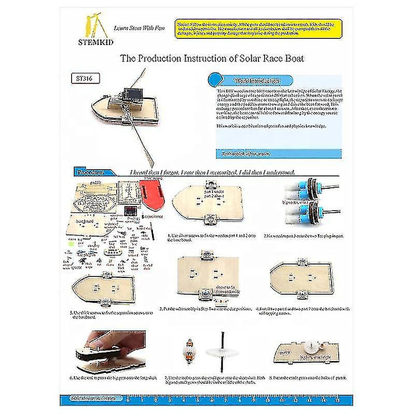 Modellleksaker Trämodell Båtmontering Diy Handgjord Sats Kondensatormonterad Solmodell