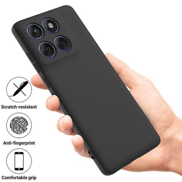 Flytende silikon deksel til Motorola Edge 60 Pro 5G med håndstropp Black