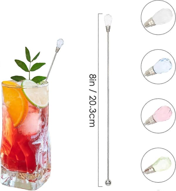 Rhinestone Party Stir Swizzle Stick Value Pack, Sett med 4 Sett4 a