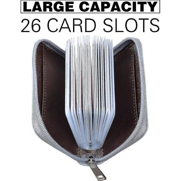 Kreditkortholder i ægte læder med lynlåslomme med 26 kortpladser