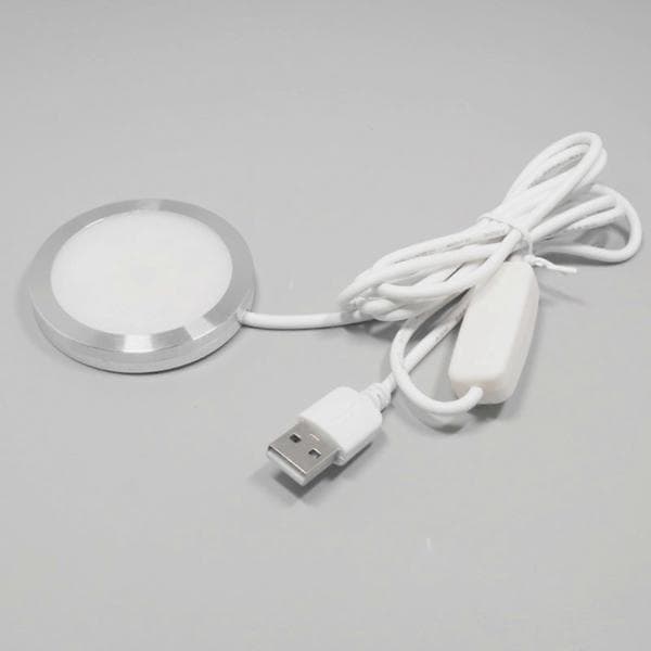 USB Skrivebordslampe, 5V3W LED med høj lysstyrke med stabil cirkulær stander, bordbelysning, billoftslampe silver shell