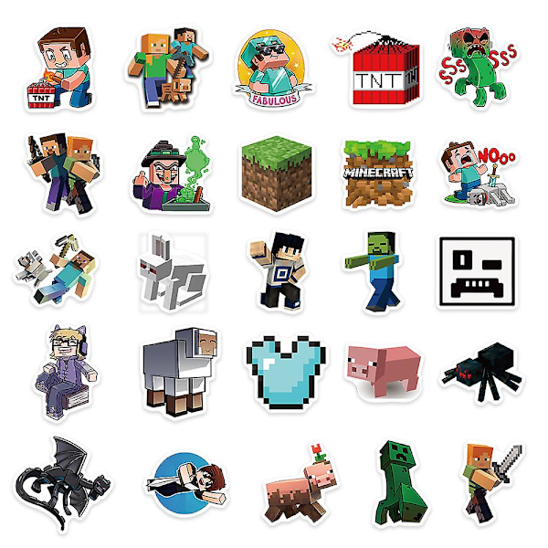 100 stk Minecraft Adventure Game Stickers Pack, Fargerike Vanntette Klistremerker for Vannflasker, Skateboards, Bærbar PC for Tenåringer Barn Voksne