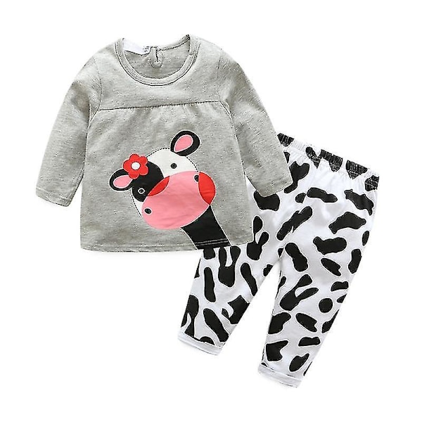 Söt Bebis Nyfödd Kläder Huvad Tröja & Byxa Set Dark Grey 3M