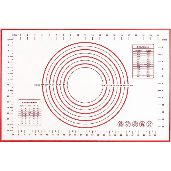 Bakematte av silikon 24 X 16 Varmebestandig, Bpa-fri, Non-stick Anti-skli Bakematte