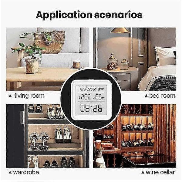 Tuya WIFI Temperatur- och fuktighetssensor inomhus hygrometer Vit
