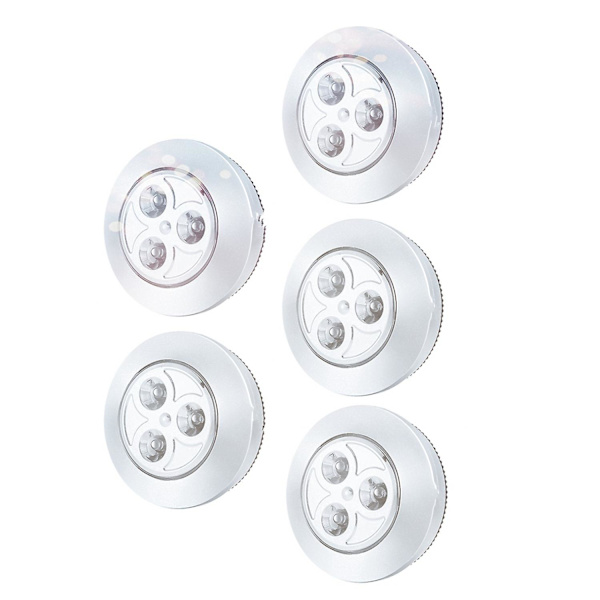 5-pack LED batteridriven trådlös nattkran Trycklampa Stick-on säkra lampor för hall kök B Silver