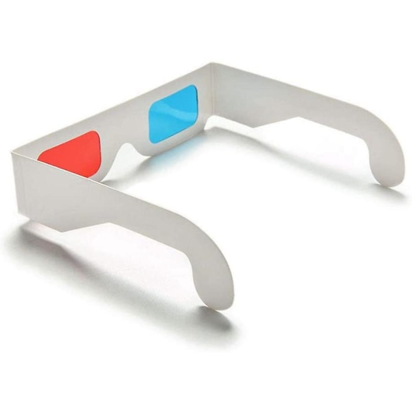 3D-lasit, 10 paria punaista ja sinistä paperistereolinssit elokuviin, set 3D-lasit white