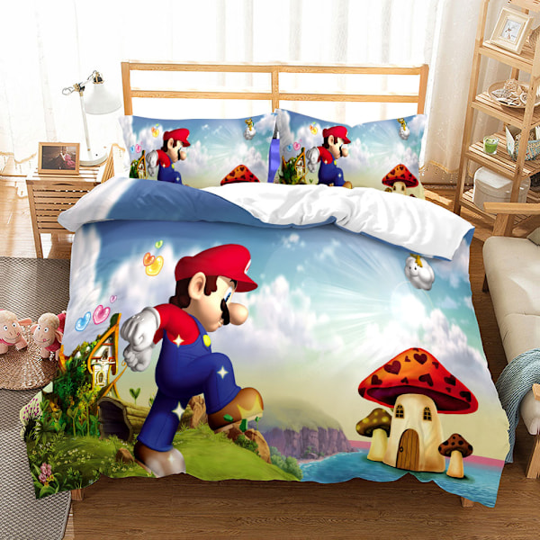 25 nye tegneserie Mario digitaltryk tredelt sengetøjssæt 135*200