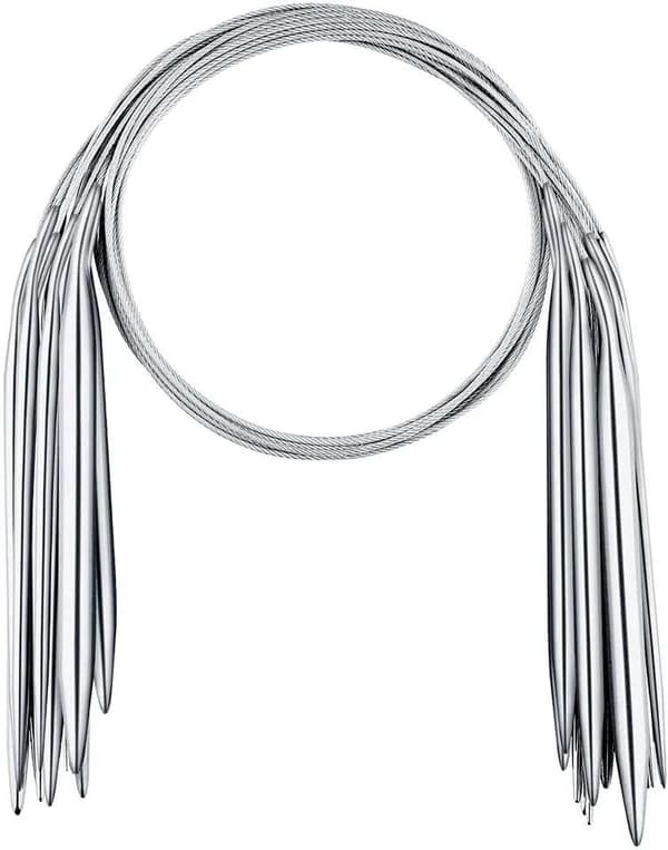 11 stk. Rundpinde i Metal, 80 cm - Perfekte til Strikkeprojekter Sølv Sølv Silver one size