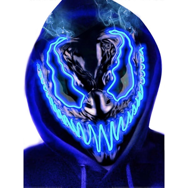 Halloween Mask LED Light Up Mask for Adults Kids, Unique Neon Glow Masks with Dark and Evil Glowing Eyes, Conspicuous Menacingly Cool Halloween Costum