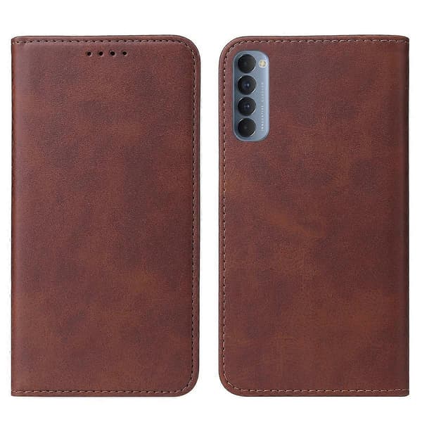 Magnetiskt läderfodral för OPPO Reno4 Pro Brown