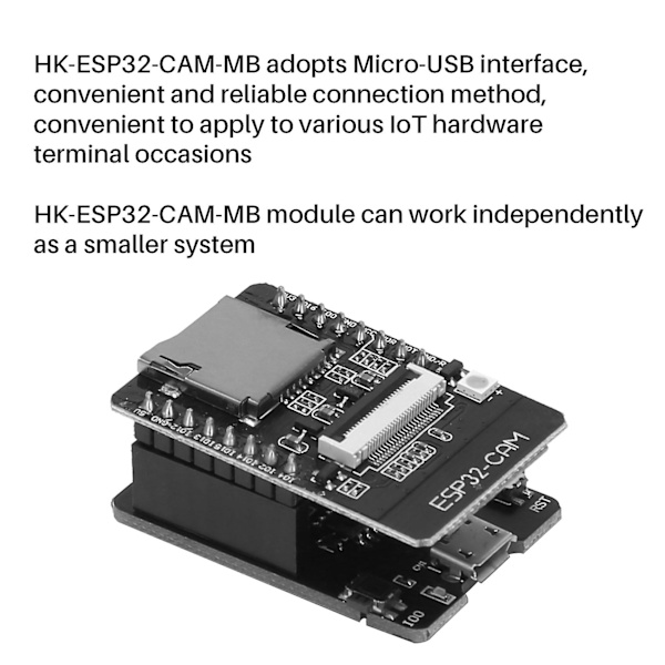 Wifi Bluetooth kort Esp32-cam-mb Micro-usb till seriell port Ch340g med Ov2640 kameramodulläge ,w Black