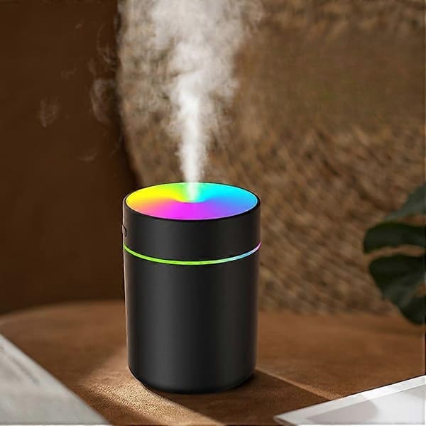 USB-luftfuktare med färgskiftande LED-ljus, bärbar 6.09oz aromdiffusor, 1-pack, för sovrum bil sovsal, USB-driven (batteri ingår ej) White