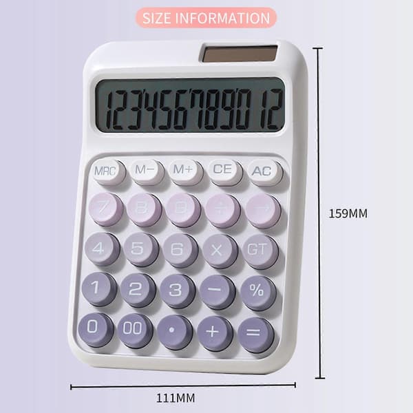 Ergonomisk 12-siffrig LCD-kalkylator med gradientfärg, dubbla strömkällor, smidig knapprespons, studieverktyg, grön Green