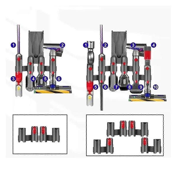 Väggfäste för dammsugartillbehör för Dyson V7, V8, V10, V11, V15 med säkert moppfäste