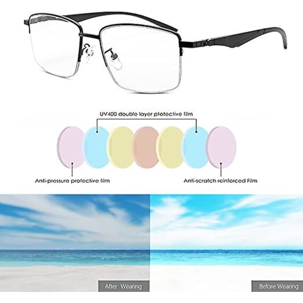 Progressiv fotokrom multifokus läsglasögon fjädergångjärn Solläsare Dator Anti-ögonglasögon