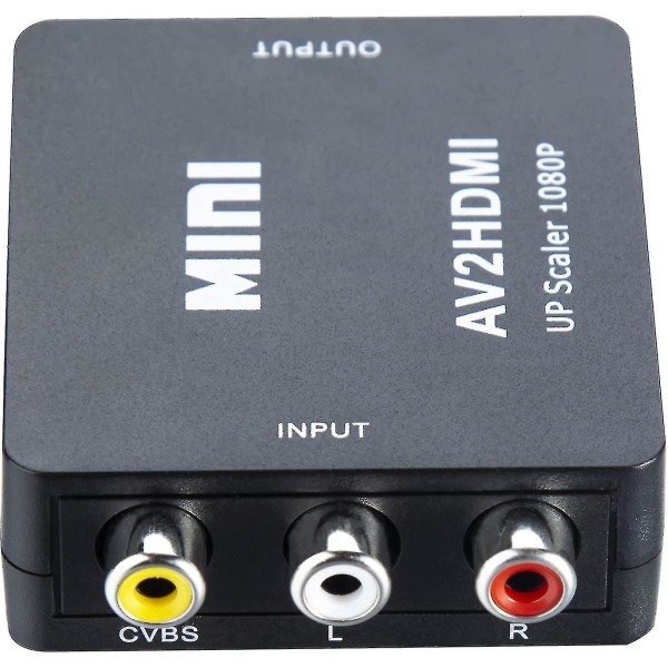 Rca till HDMI-adapter - 1080p Av HDMI-omvandlare för sammansatta Cvbs Av till HDMI-videoljud. Kompatibel med Ps2/wii/xbox/snes/n64/vhs/vcr videoinspelare