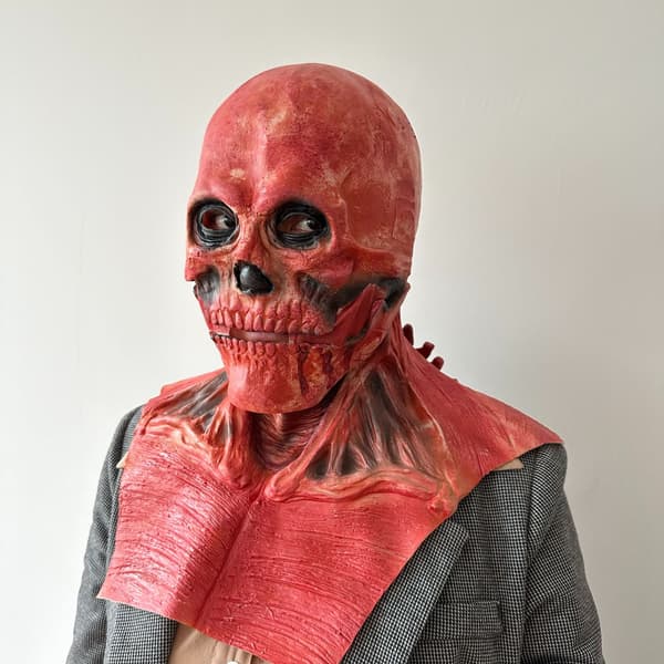 Halloween Läskig Dubbellagers Läder Rörlig Mask 1 Styck