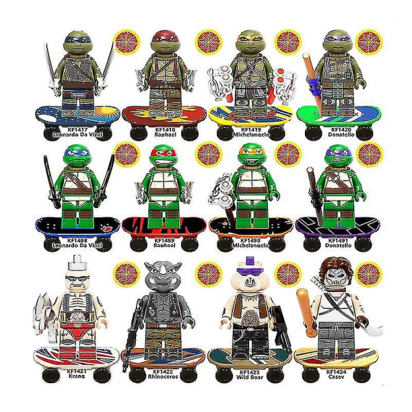 12 stk Teenage Mutant Ninja Turtles Series Minifigur montert byggekloss Barn Barn Bursdagsgave-sy