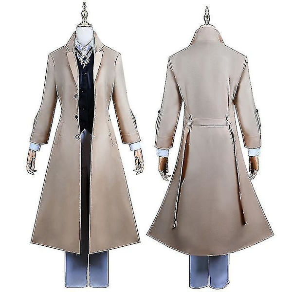 Anime Dazai Osamu Cosplay-asu Bungo Stray Dogs Cosplay Pitkä Takki Takki Dazai Osamu Peruukki Halloween Jouluasu wig only XXXL