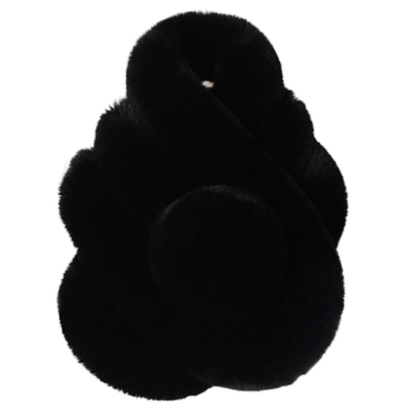 Konstgjord Päls Enfärgad Vinterhalsduk Plyschboll Bred Tjocknad Pälshalsduk Wrap Modeaccessoarer Black 70cm