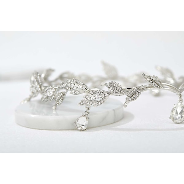 Rhinestone Löv Bröllop Tiara Hårband för Brudar, Silver Krona Hårband för Tävlingar Bröllop Bal Födelsedag