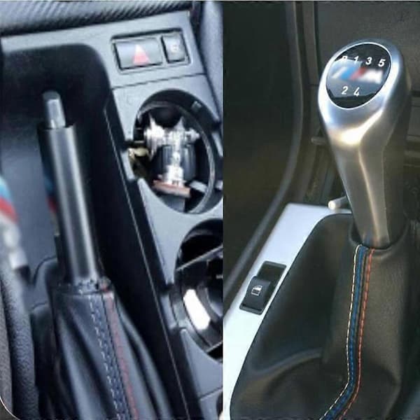 Bilskifte Gearstang Manuel Håndbremsemanchet Skiftepose Sort Læderpose Til BMW 3-serie E36 E46 M3 Bil Styling Damasker-stövel-set