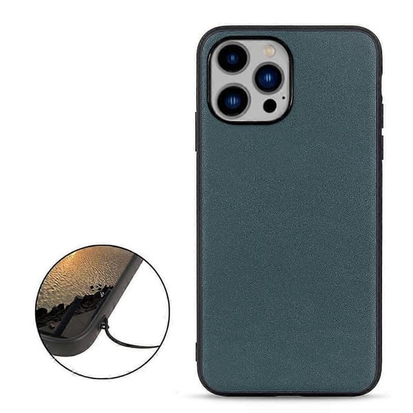 Ægte læder telefoncover med lammeskindstekstur til iPhone 14 Plus Green