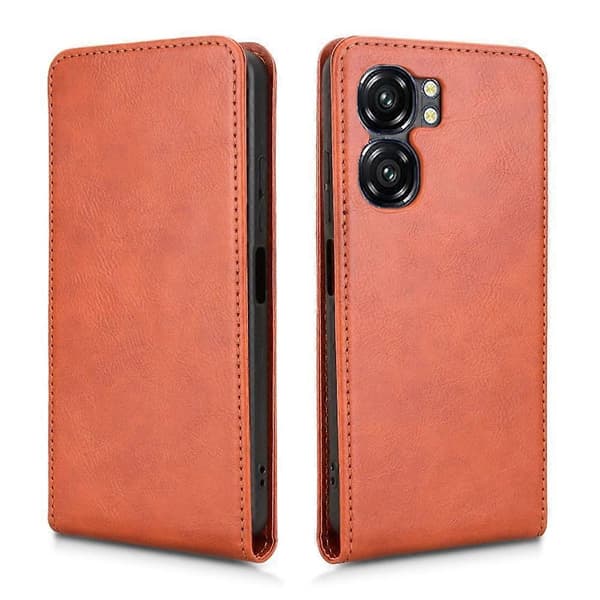 Vertikal Flip Læder Etui Til Oukitel C58 / C58 Pro Brown