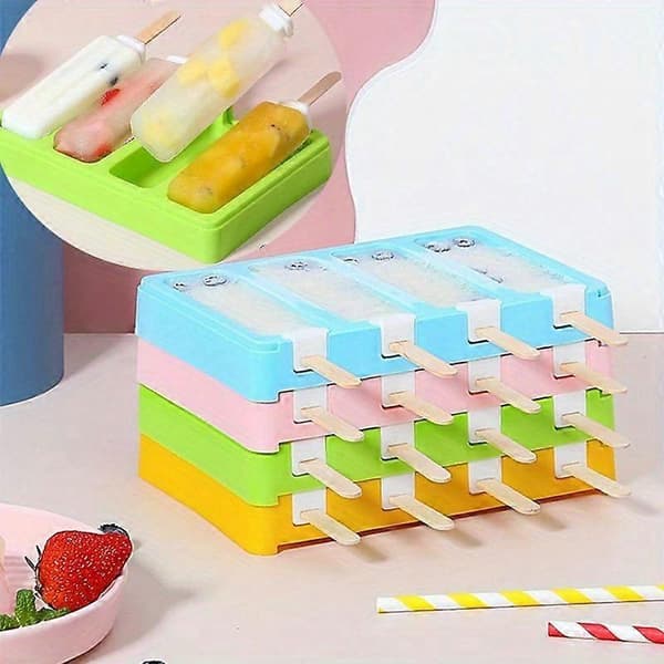 Silikonispinneform med fargekodede rom og sentralt rør, 1 stk DIY hjemmelaget ispinneform med ergonomisk håndtak og solid base, P Style1