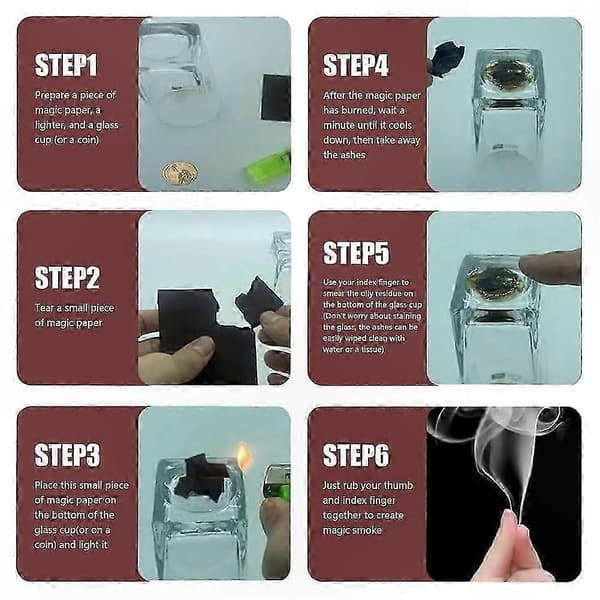 20-pack rök-fingertrick-gimmick för trollerishower, fester och nybörjare 100pcs
