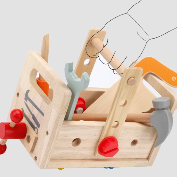 Children's early education brain creative shape puzzle wooden assembly and disassembly tool bench educational growth exercise pretend play toy