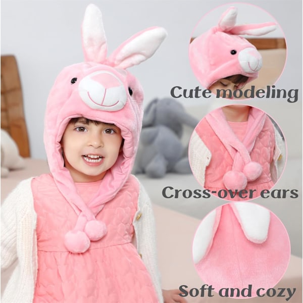 Vinter Unisex Pludset Dyr Hat Børn Piger Drenge Sød Sjov Dyr Ansigt Halloween Hat med Lange Øreklapper Julefest Rabbit