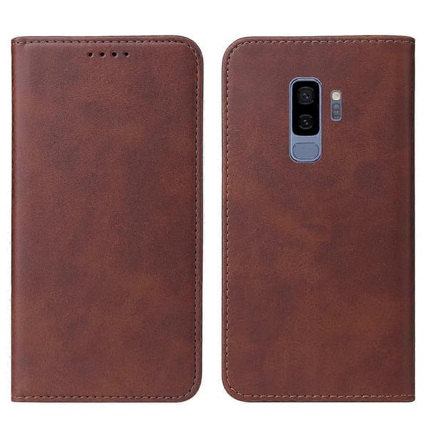 Magnetiskt Läderfodral för Samsung Galaxy S9 Plus Brown