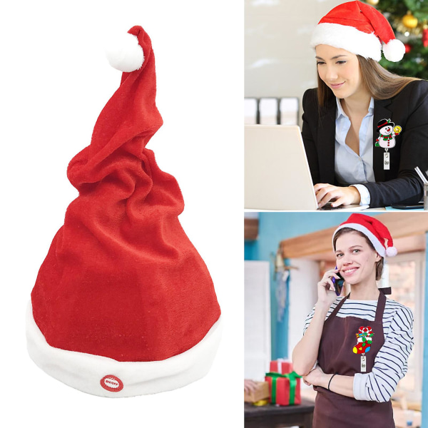 Farfi Electric Joulupukkihattu Paristokäyttöinen Hauska tärisevä Tanssiminen Laulava Joulupukin hattu Joulujuhlavaruste