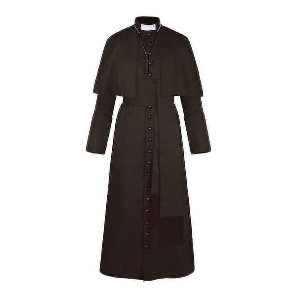 Solid Pastor Cos Kostym Halloween Präst Medeltida Retro Cosplay Kostym Lager Camel S