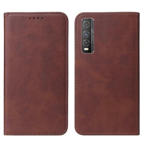 Magnetiskt läderfodral för vivo Y51s Brown