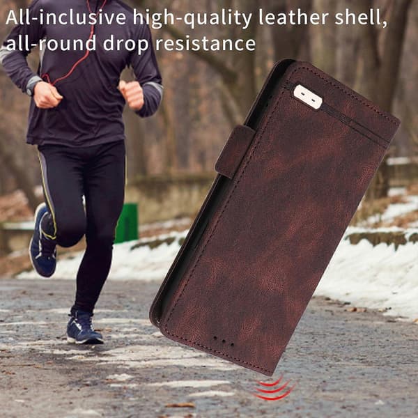Magnetiskt läderfodral till iPhone 14 Plus Brown