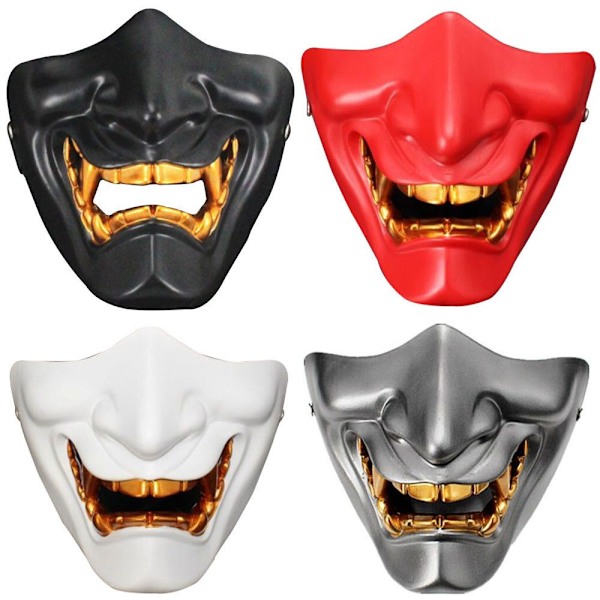 Cosplay Maske Spill Halv Ansikt Airsoft Oni Maske Halloween Maske RØD red